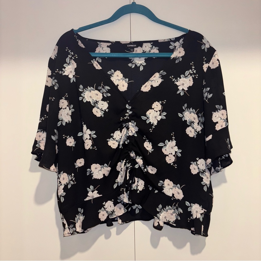 Express Black Floral Blouse